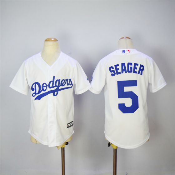 Youth Los Angeles Dodgers #5 Seager White MLB Jerseys